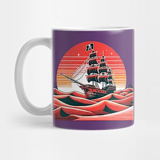 Pirate ship in the red desert Mug